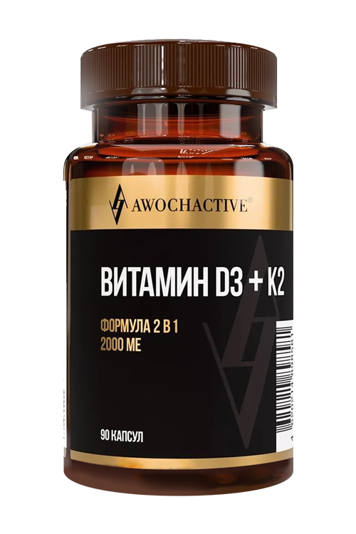 Витамин Д3+К2 2000 МЕ Awochactive, 250 мг, 90 шт, капсулы