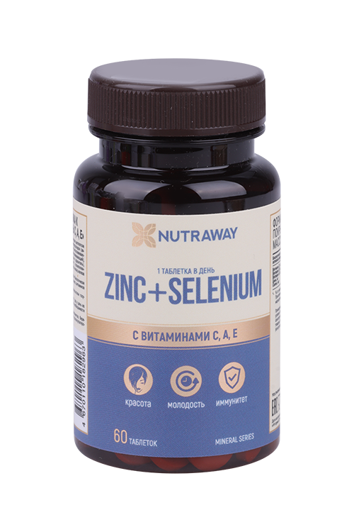 Селен+Цинк+Витамины С/А/Е Nutraway, 550 мг, 60 шт, таблетки