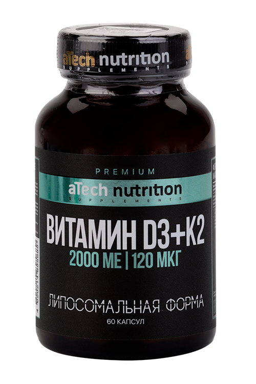 Витамин Д3 +К2 aTech Premium LIPOSOMAL, 720 мг, 60 шт, капсулы