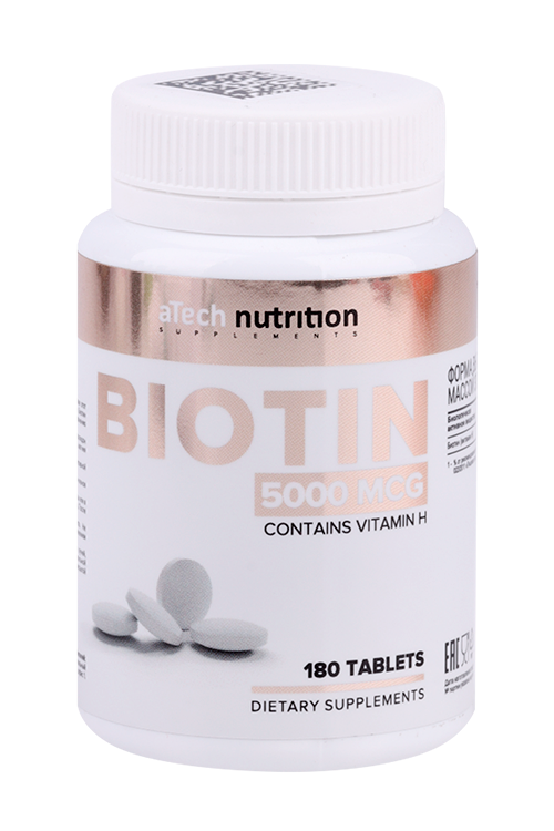Биотин aTech nutrition, 300 мг, 180 шт, таблетки