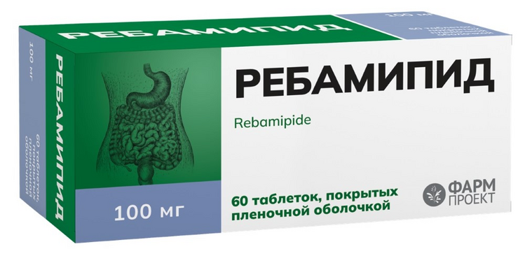 Ребамипид, 100 мг, 60 шт, таблетки покрытые пленочной оболочкой