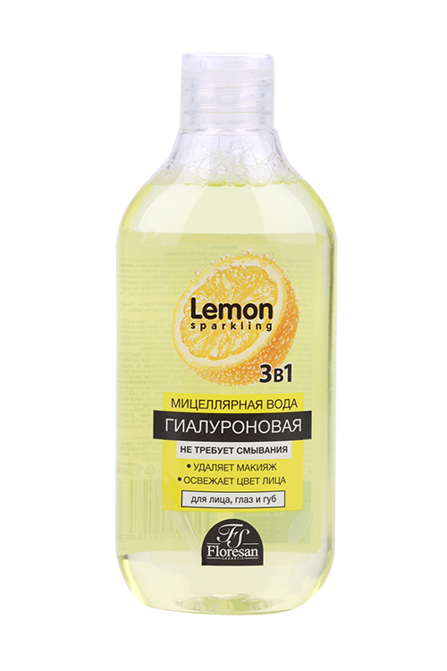 Вода мицеллярная Floresan Sparkling Lemon гиалуроновая 3в1 дснятия макияжа 300 мл 112₽