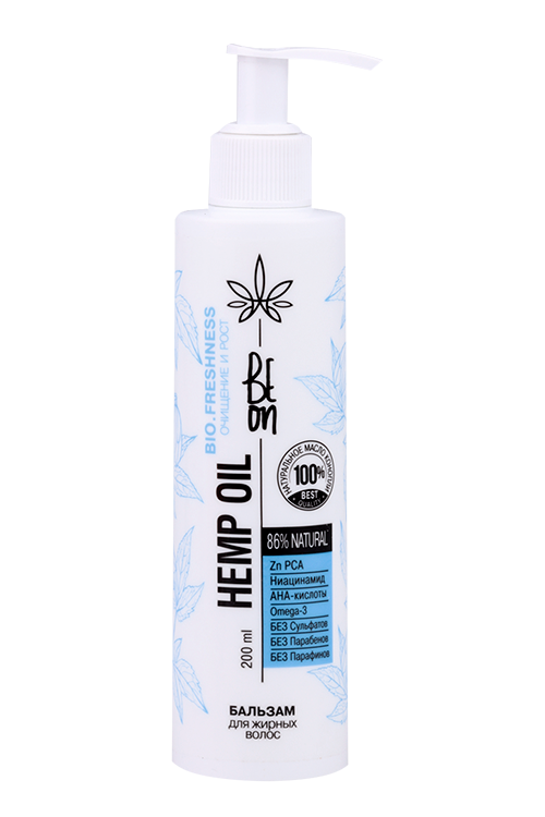 

Бальзам BeOn Hemp Oil Очищение и рост д/жирных волос, 200 мл