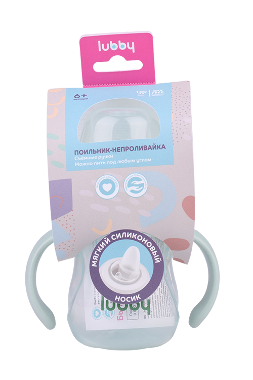 Поильник-непроливайка Лабби с мягк нос с ручк и грузиком зеленый с 6 мес 180 мл 432₽