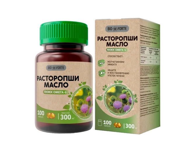 Расторопши масло BioForte, 300 мг, 100 шт, капсулы (банка)