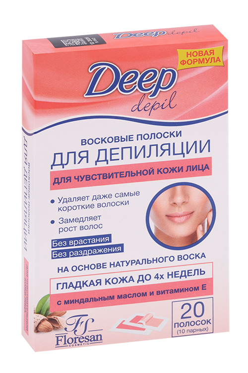 Полоски восковые Floresan Deep depil ддепиляции дчувствительной кожи лица 20 шт 91₽