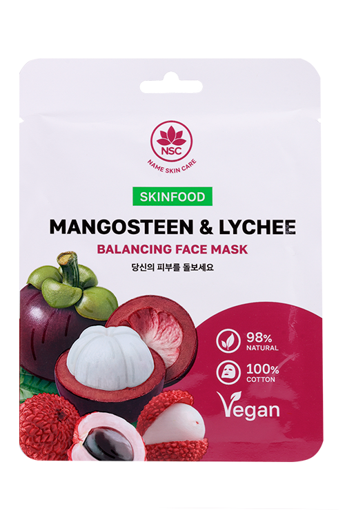 

Маска NSC SKINFOOD тканевая мангостин и личи д/лица, 22 г