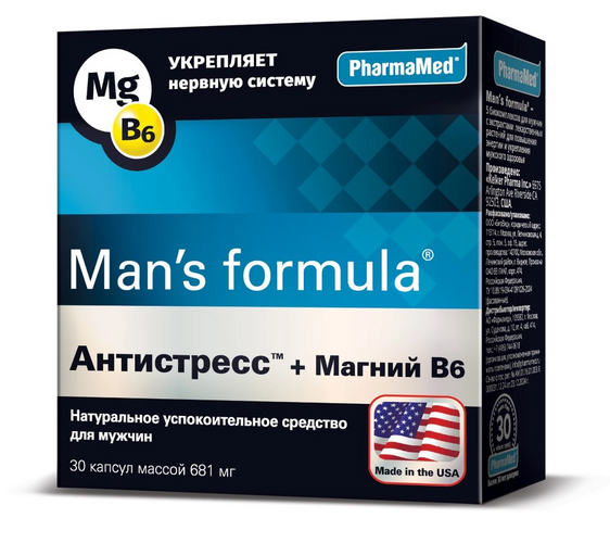 Менс формула Антистресс+Магний B6, 30 шт, капсулы