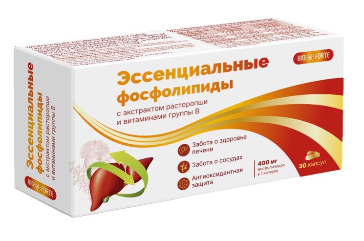 Эссенциальные фосфолипиды BioForte экстракт расторопши/вит группы B, 30 шт, капсулы