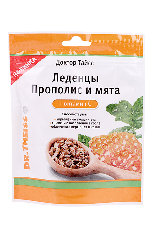 

Доктор Тайсс леденцы прополис/мята/витамин С, 52 г