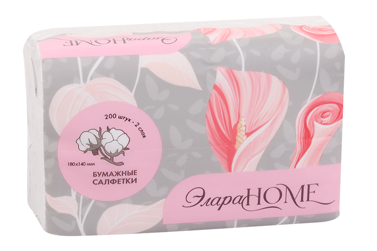 

Салфетки ЭлараHOME бумажные 2-слойные мягкая упаковка, 200 шт