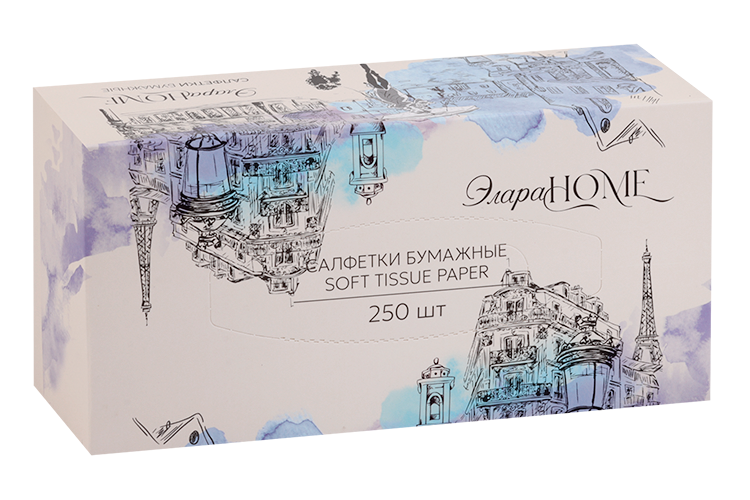 Салфетки ЭлараHOME Вечер в Париже бумажные 2-слойные в картонной коробке, 250 шт