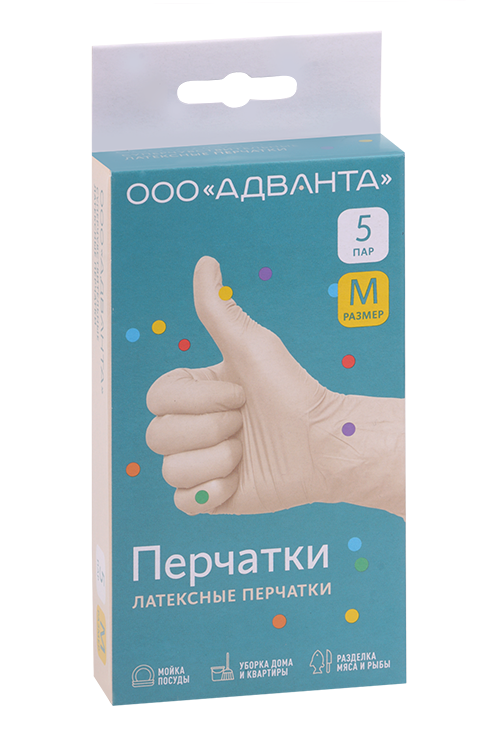 Перчатки АДВАНТА смотрлатекснестернеопудрсуперчувств р M 5 шт 81₽