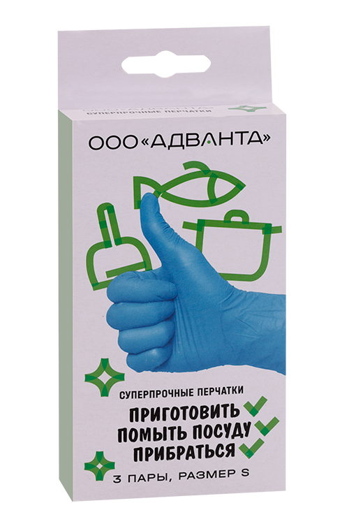 Перчатки АДВАНТА нстерил латекс неопудр суперпрочные р S 3 шт пара 104₽