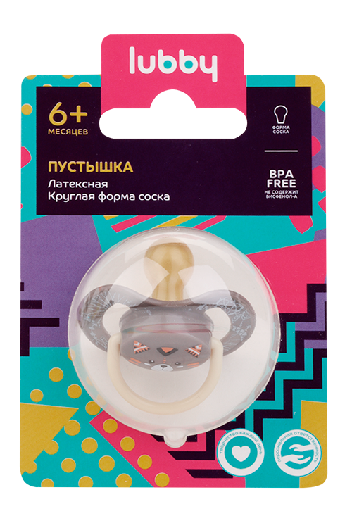 Соска-пустышка Лабби латекс круглая форма соска (с 6 мес), (арт 28552)