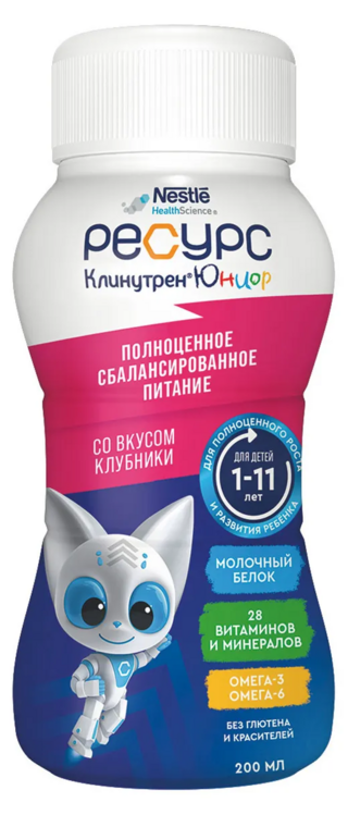 Смесь Nestle Ресурс Клинутрен Юниор клубника 200 мл 200₽