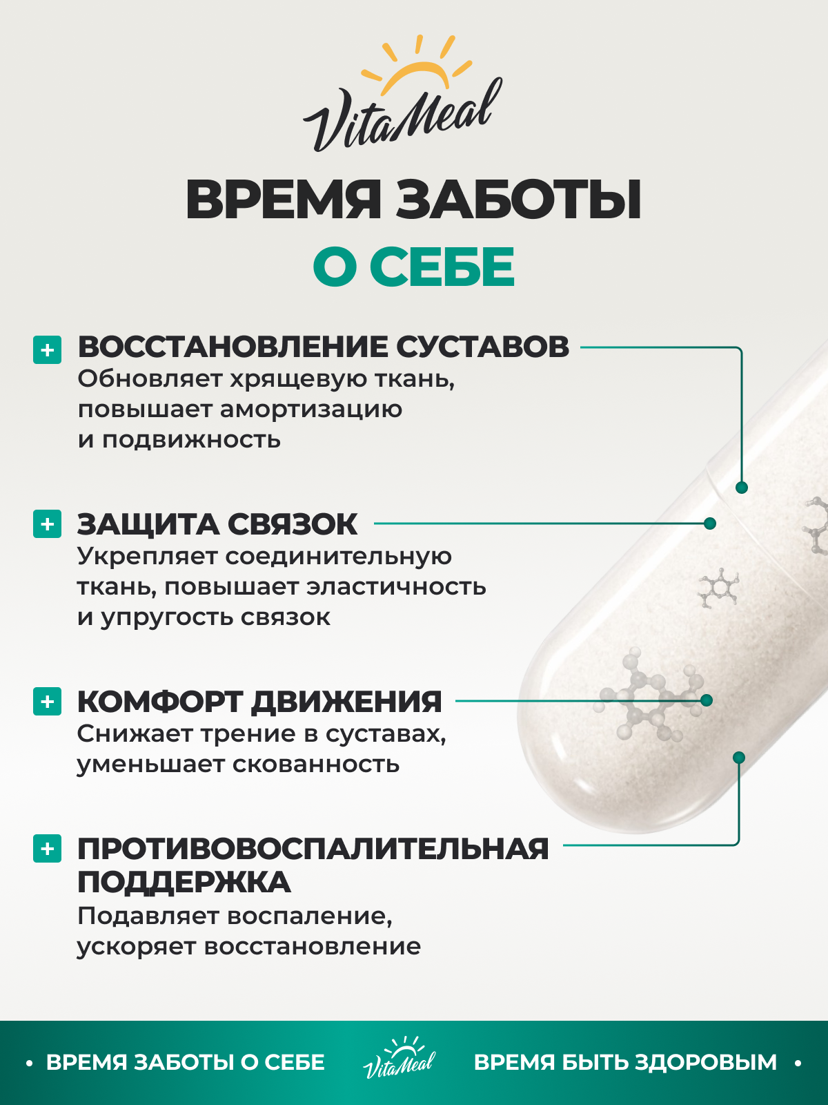 Глюкозамин 1440 мг + хондроитин 1120 мг + МСМ 1120 мг, для суставов и связок, 90 капсул, VitaMeal
