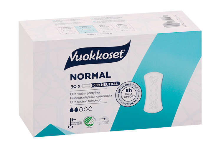 Салфетки Vuokkoset Normal гигиенические ежедневные б/крылышек, 30 шт