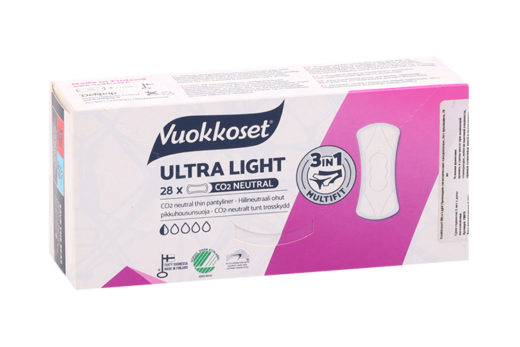 

Салфетки Vuokkoset Ultra Light гигиенические ежедневные б/крылышек, 28 шт, (6414100700199)