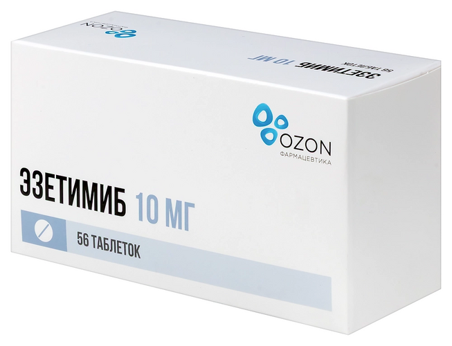 Эзетимиб 10 мг, 56 шт, таблетки