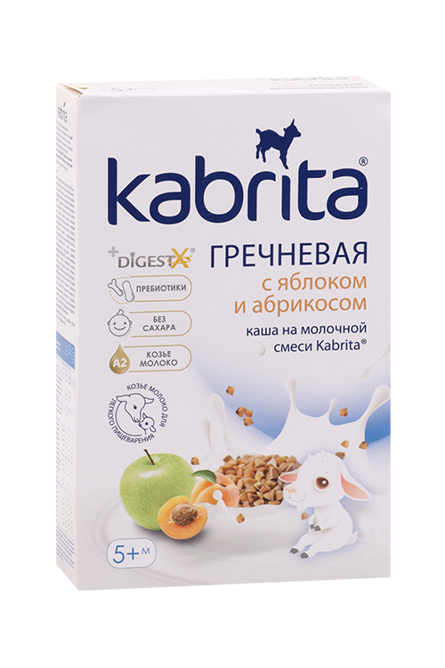 Каша Kabrita гречневая на козьем молочке яблоко/абрикос, 180 г