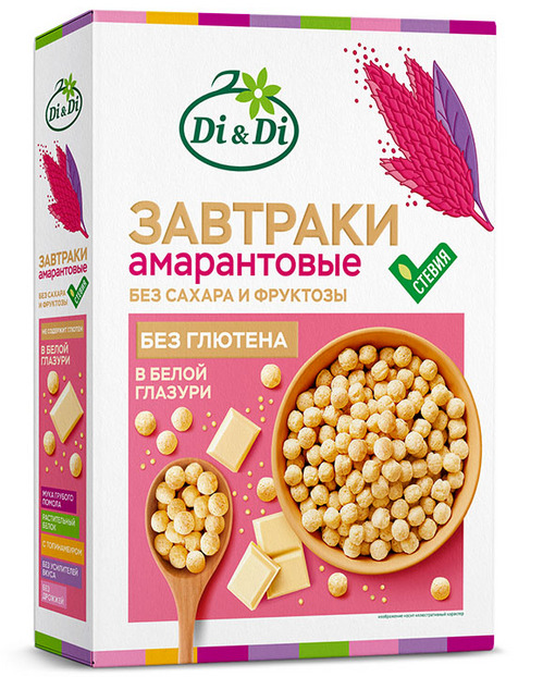 

Завтраки Di&Di амарантовые в глазури без глютена, 250 г, (4640200412966)