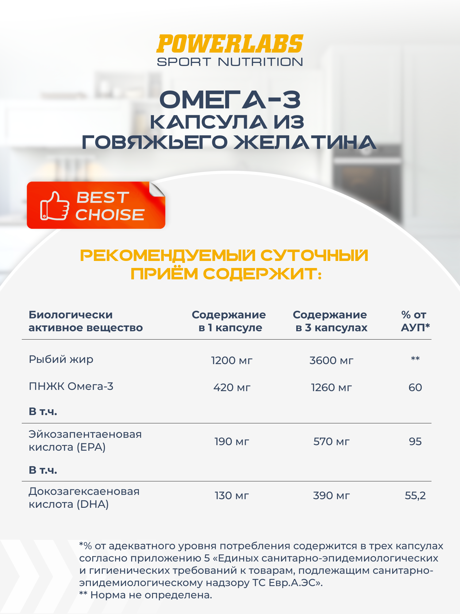 Омега-3 форте плюс (OMEGA-3 FORTE PLUS), Powerlabs, 90 капсул