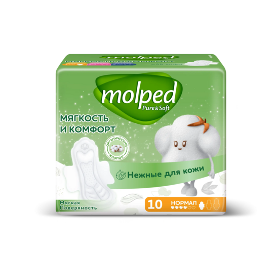 Прокладки MOLPED PURE&SOFT normal гигиенические, 10 шт