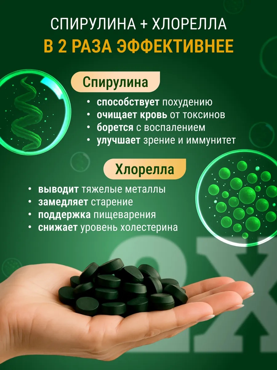 VeganNova Спирулина 500мг, в капсулах, 360шт, для иммунитета, ЖКТ, железодефицитной анемии