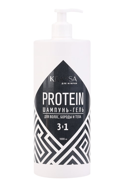 Шампунь-гель Krassa Professional Protein 3в1 д/волос/бороды/тела муж, 1 000 мл
