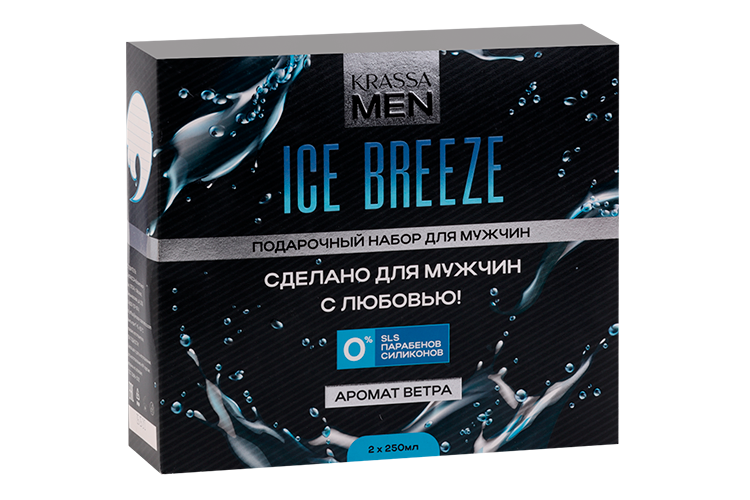 Набор Krassa MEN Ice Breeze шампунь-кондиционер 2в1+гель д/душа