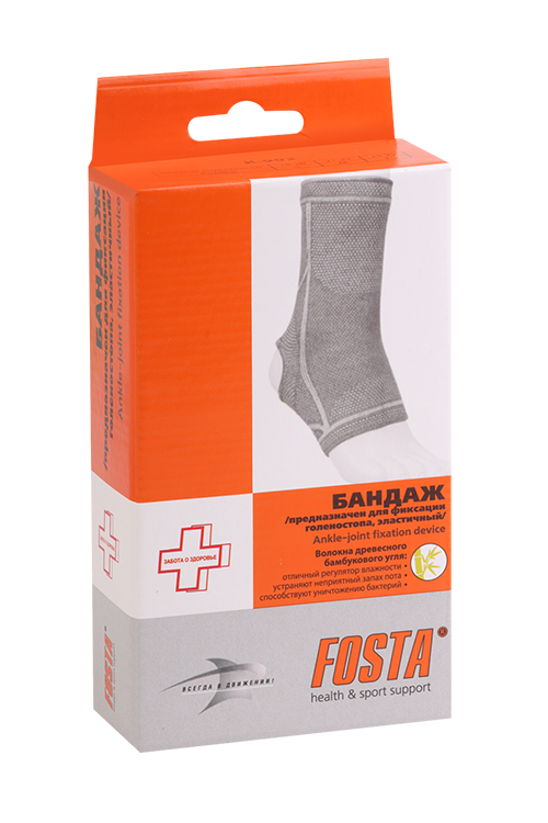 Бандаж FOSTA на голеностопный сустав из бамбука серый К-902 р M 599₽