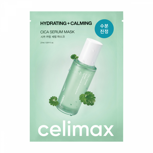 Маска CELIMAX The Real Cica Calming Serum ткан успокаивающая с экстр центеллы д/лица, 27 мл, 10 шт