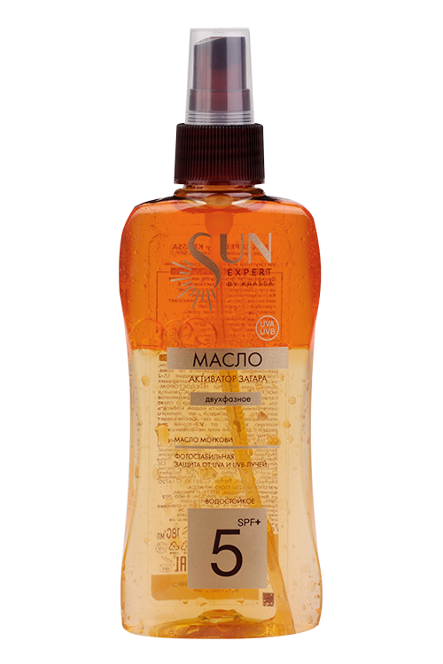 Масло Sun Expert by Krassa активатор загара SPF 5+ двухфазное, 180 мл