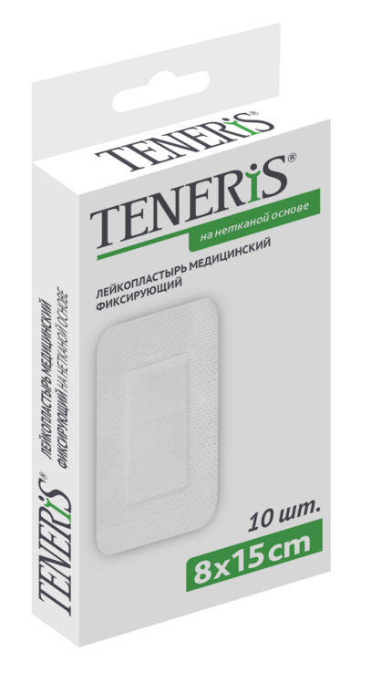 Повязка пластырн Тенерис мед фиксир на нетканой основе 8х15 см 10 шт 440₽