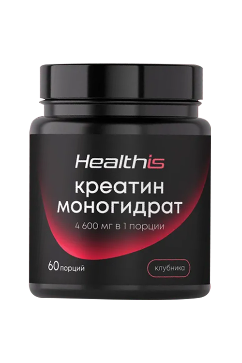 Креатин Моногидрат Паудер HealthIs, 300 г, порошок со вкусом клубники
