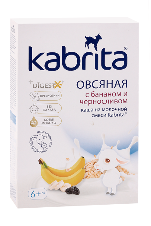 Каша Kabrita овсяная на козьем молоке банан/чернослив, 180 г