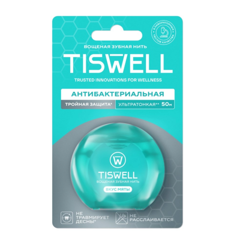 З/нить Tiswell вощеная с мятным вкусом, 50 м