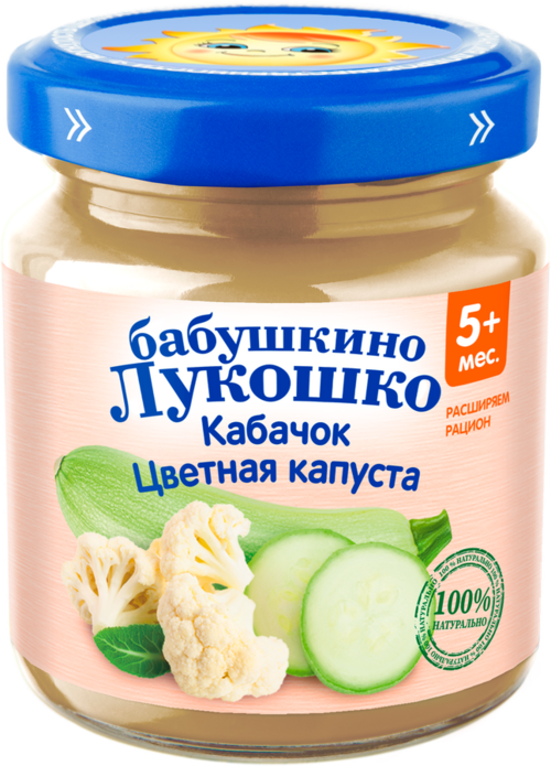 Пюре Бабушкино Лукошко кабачки/цветная капуста, 100 г