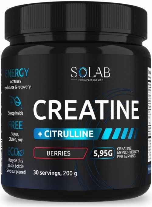 Креатин + L-цитруллин Solab вкус Лесные ягоды 30 порций, 200 г
