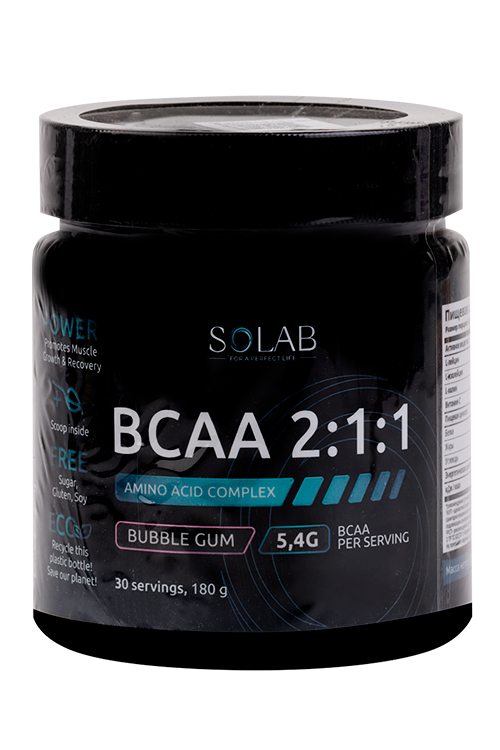 BCAA 2:1:1 Solab Бабл гам, 180 г, (30 порций)