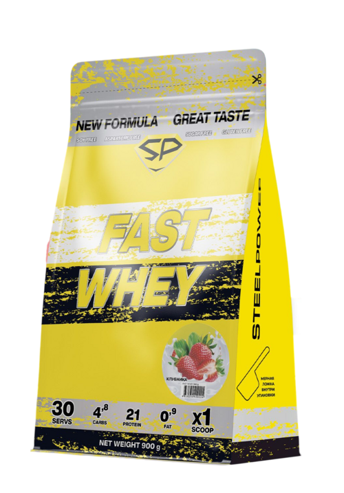 Протеин STEELPOWER FAST WHEY сывороточный клубника, 900 г