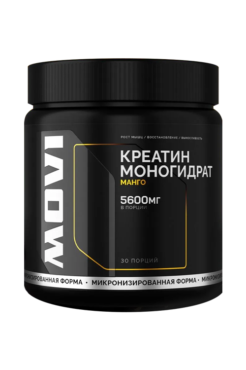 Креатин моногидрат MOVI манго 30 порций, 200 г, банка
