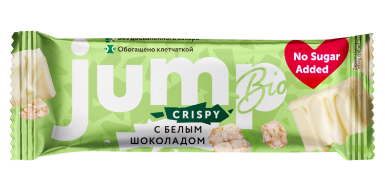 Батончик Crispy JumpBio белый шоколад/воздуш рис, 40 г