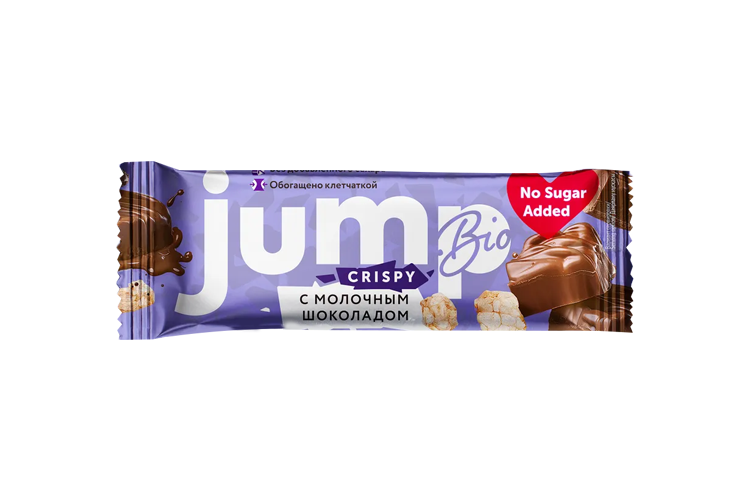 Батончик Crispy JumpBio молоч шоколад/воздуш рис, 40 г