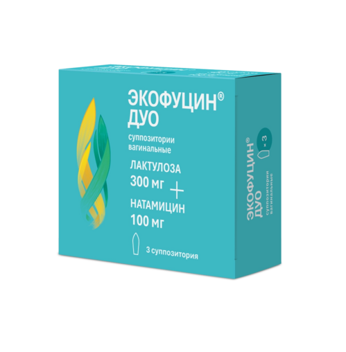 Экофуцин Дуо 300 мг+100 мг, 3 шт, суппозитории вагинальные