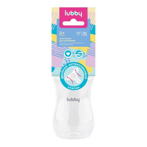Бутылочка Lubby полипроп сос мол шир гор д/кормления (с 0 мес), 270 мл