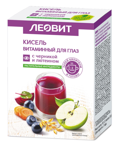 Кисель Леовит Витаминный д/глаз с черникой и лютеином, 18 г, 5 шт