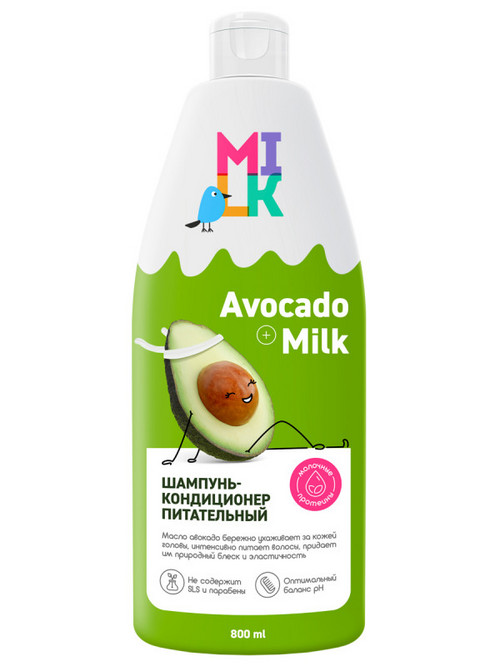 Шампунь-кондиционер Milk питательный д/волос, 800 мл