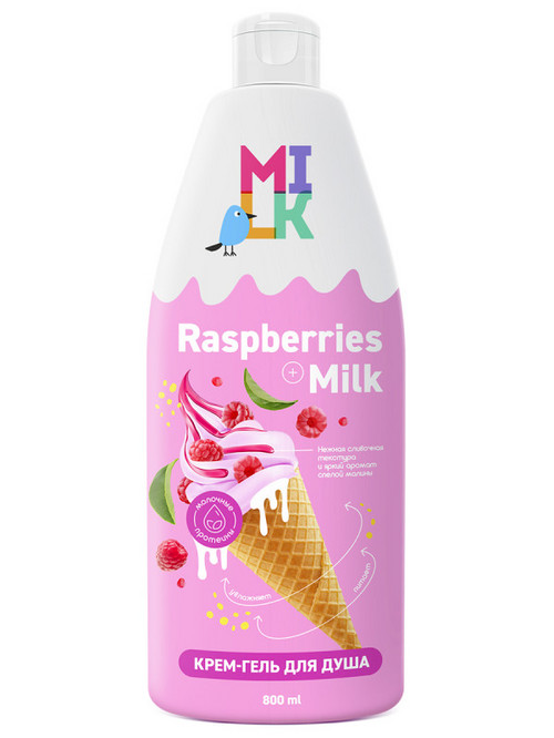 Крем-гель Milk молоко и малина д/душа, 800 мл